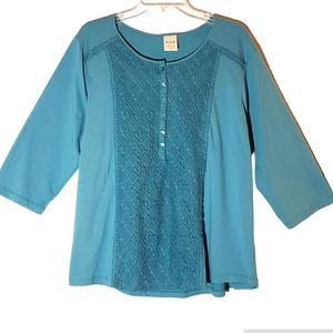Blair women's plus size 2X laced button front pullover blouse. 1058